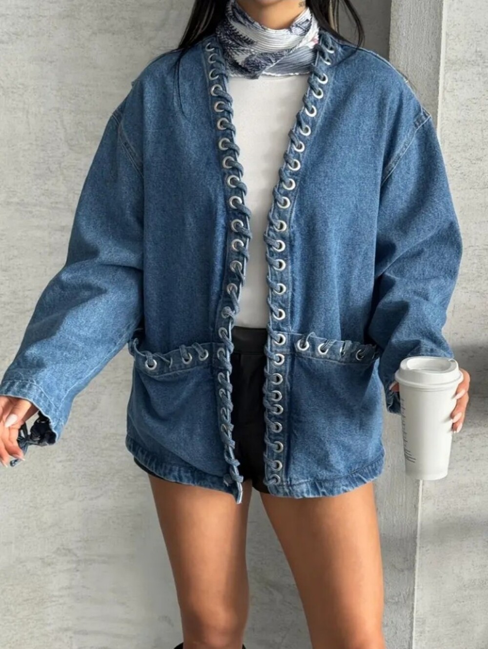 Women'S Loose Tie-Waist Denim Jacket | Stylish & Versatile Casual Denim Cardigan